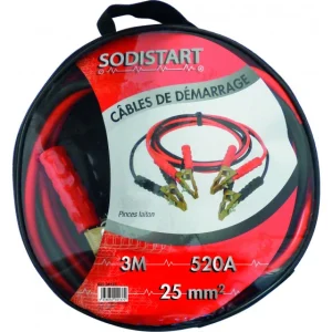 marque moins cher Cable Demarrage Cca 25mm² Pinces Laiton 520a 2x3m SODISTART – 04137 6